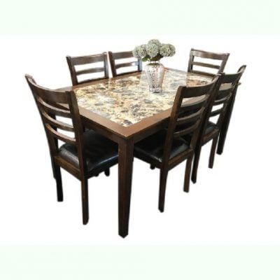 mission 7-piece marble top dining