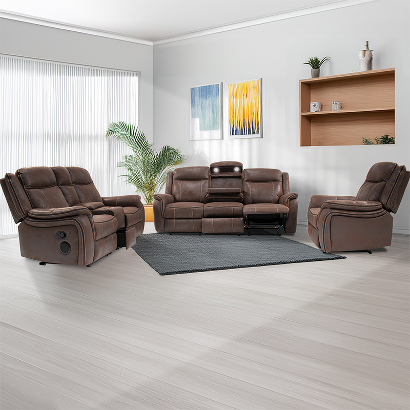 Merlin Recliner Lounge Suite-Brown-HP