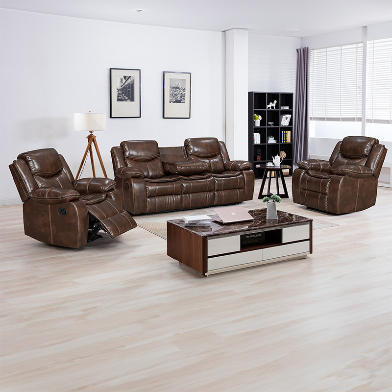 Cambridge Leather Recliner Lounge suite_Brown