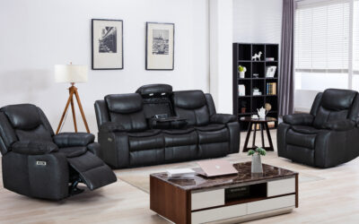 CAMBRIDGE DARK GREY / NAVY 3 SEATER POWER WITH READING LIGHT AND ELECTRIC OUTLET